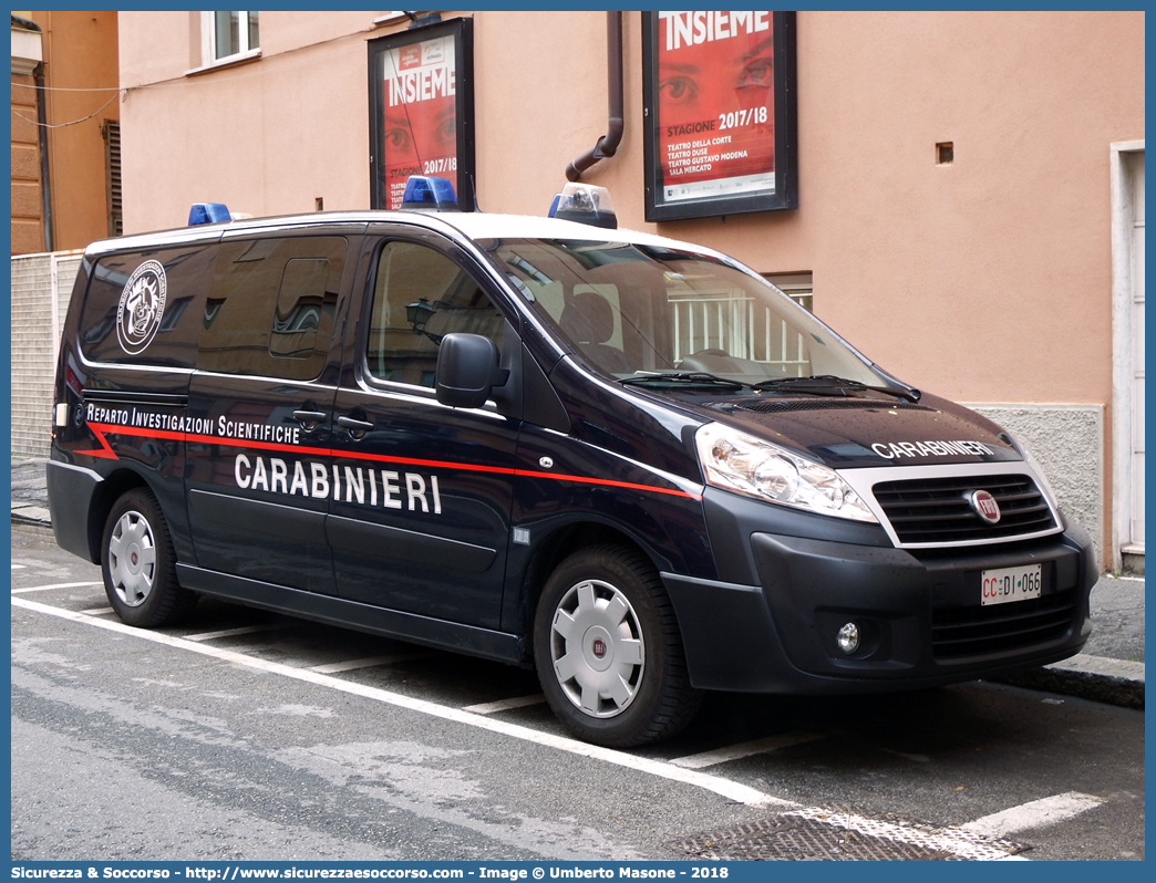 CC DI066
Arma dei Carabinieri
Raggruppamento Carabinieri
Investigazioni Scientifiche
Fiat Scudo IV serie
Allestitore GB Barberi S.r.l.
Parole chiave: Arma dei Carabinieri;Raggruppamento Carabinieri Investigazioni Scientifiche;RACIS;RIS;Fiat;Scudo