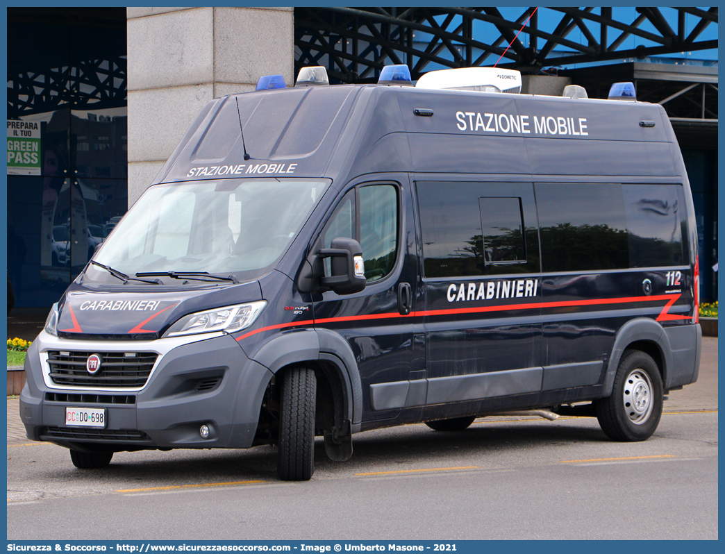 CC DQ698
Arma dei Carabinieri
Fiat Ducato III serie restyling
Allestitore Elevox S.r.l.
Parole chiave: CC;C.C.;Arma;Carabinieri;Fiat;Ducato;Stazione;Mobile;X290;Elevox