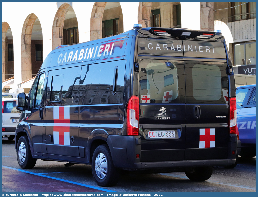 CC EG333
Arma dei Carabinieri
Servizio Sanitario
Peugeot Boxer III serie restyling
Allestitore Odone S.r.l.
Parole chiave: CC;C.C.;Arma;Carabinieri;Servizio;Sanitario;Ambulanza;Autoambulanza;Peugeot;Boxer;Odone