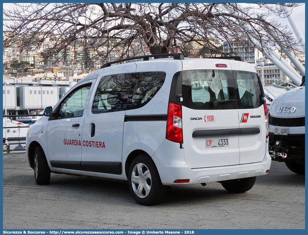 CP 4333
Corpo delle Capitanerie di Porto
Guardia Costiera 
Dacia Dokker
Parole chiave: CP;C.P.;GC;G.C.;Guardia;Costiera;Capitaneria;Capitanerie;di;Porto;Dacia;Dokker