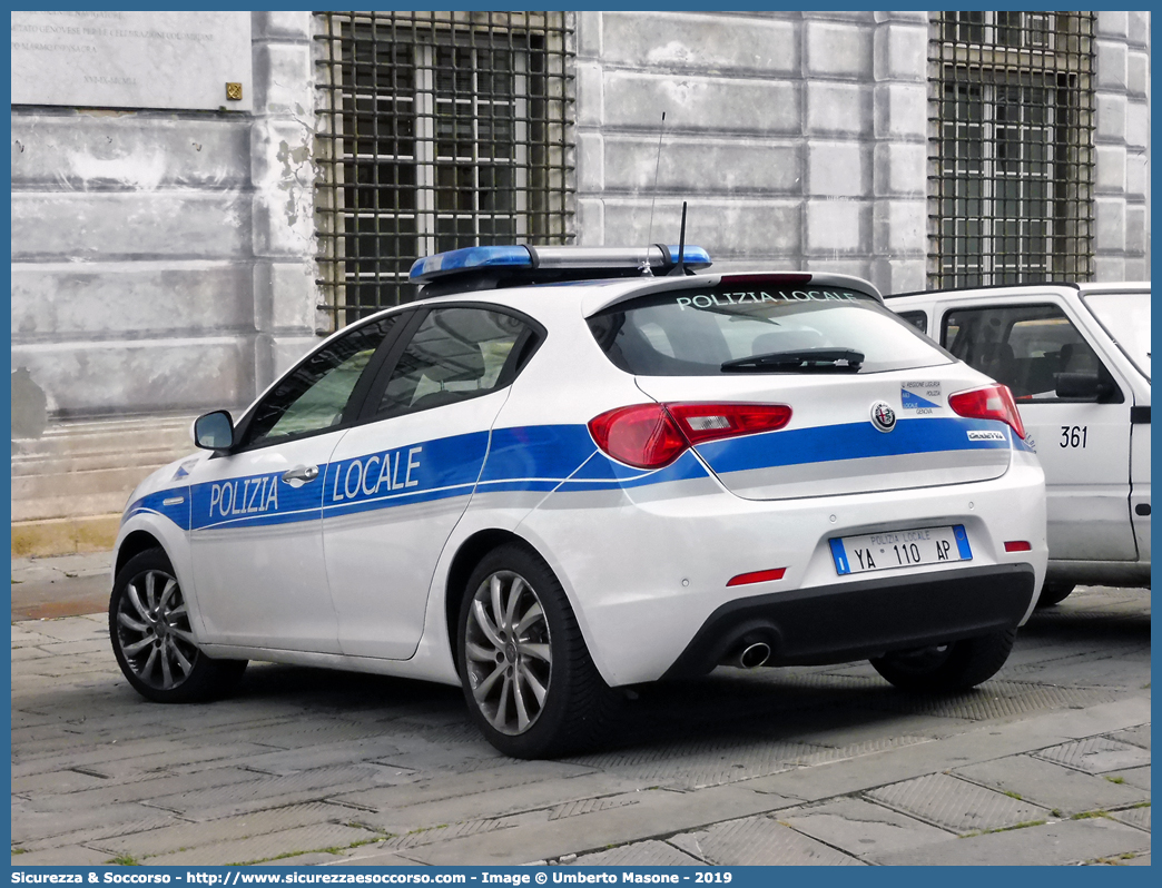 Polizia Locale YA110AP
Polizia Locale
Comune di Genova
Alfa Romeo Nuova Giulietta
I serie II restyling
Parole chiave: Polizia;Locale;Municipale;Genova;Alfa Romeo;Nuova Giulietta