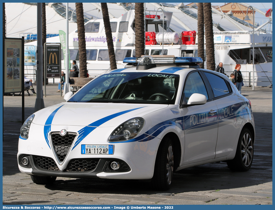 Polizia Locale YA112AP
Polizia Locale
Comune di Genova
Alfa Romeo Nuova Giulietta
I serie II restyling
Parole chiave: Polizia;Locale;Municipale;Genova;Alfa Romeo;Nuova Giulietta