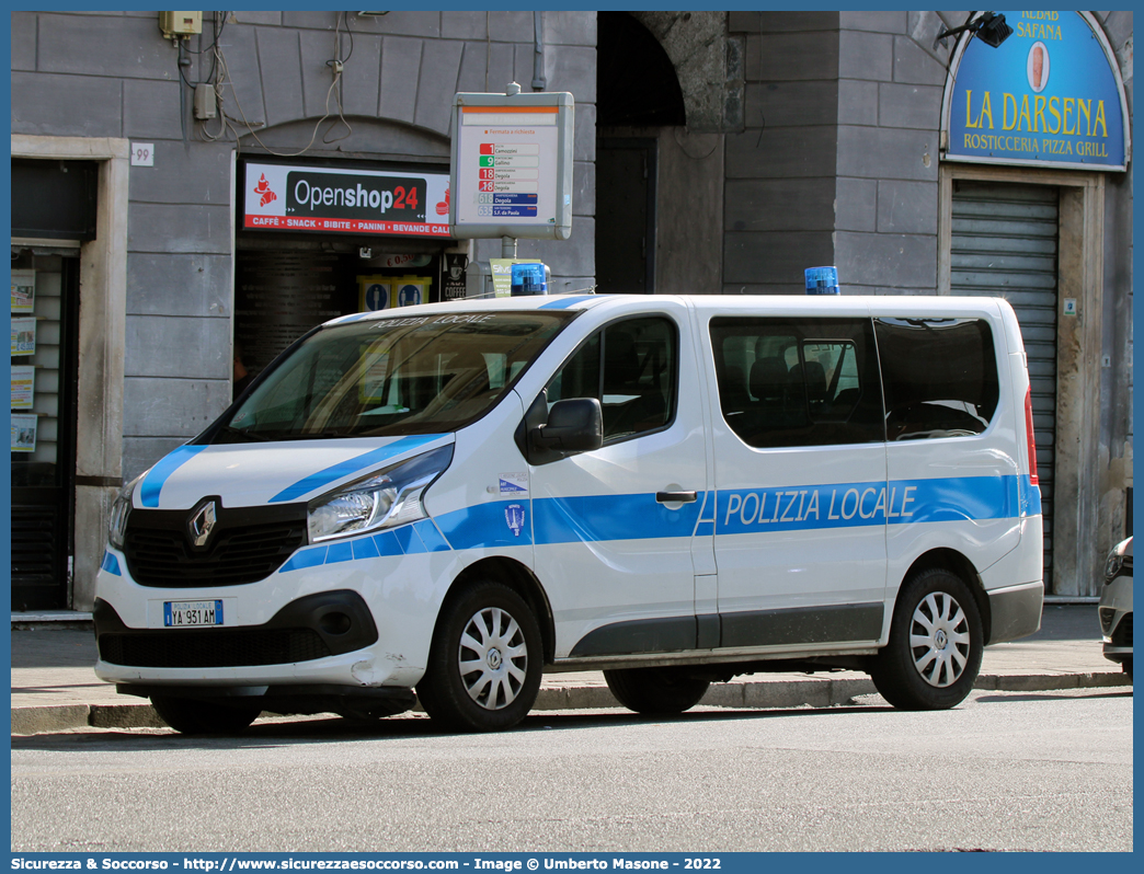 Polizia Locale YA931AM
Polizia Locale
Comune di Genova
Renault Trafic IV serie
Allestitore Ciabilli S.r.l.
(variante)
Parole chiave: Polizia;Locale;Municipale;Genova;Renault;Trafic;Ciabilli