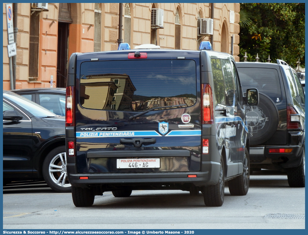 Polizia Penitenziaria 446AG
Polizia Penitenziaria
Fiat Talento II serie
Allestitore Focaccia Group S.r.l.
Parole chiave: PolPen;Pol.Pen.;AdiC;A.diC.;Agenti;di;Custodia;Polizia;Penitenziaria;Fiat;Talento