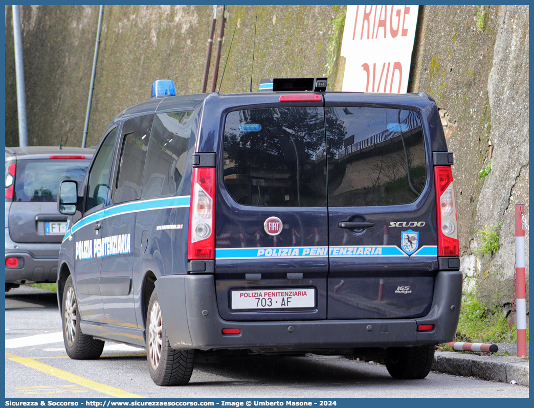 Polizia Penitenziaria 703AF
Polizia Penitenziaria
Fiat Scudo IV serie
Allestitore Mussa & Graziano S.r.l.
Parole chiave: PP;P.P.;PolPen;Pol.Pen.;AdiC;A.diC.;Agenti;di;Custodia;Polizia;Penitenziaria;Fiat;Scudo;Mussa & Graziano