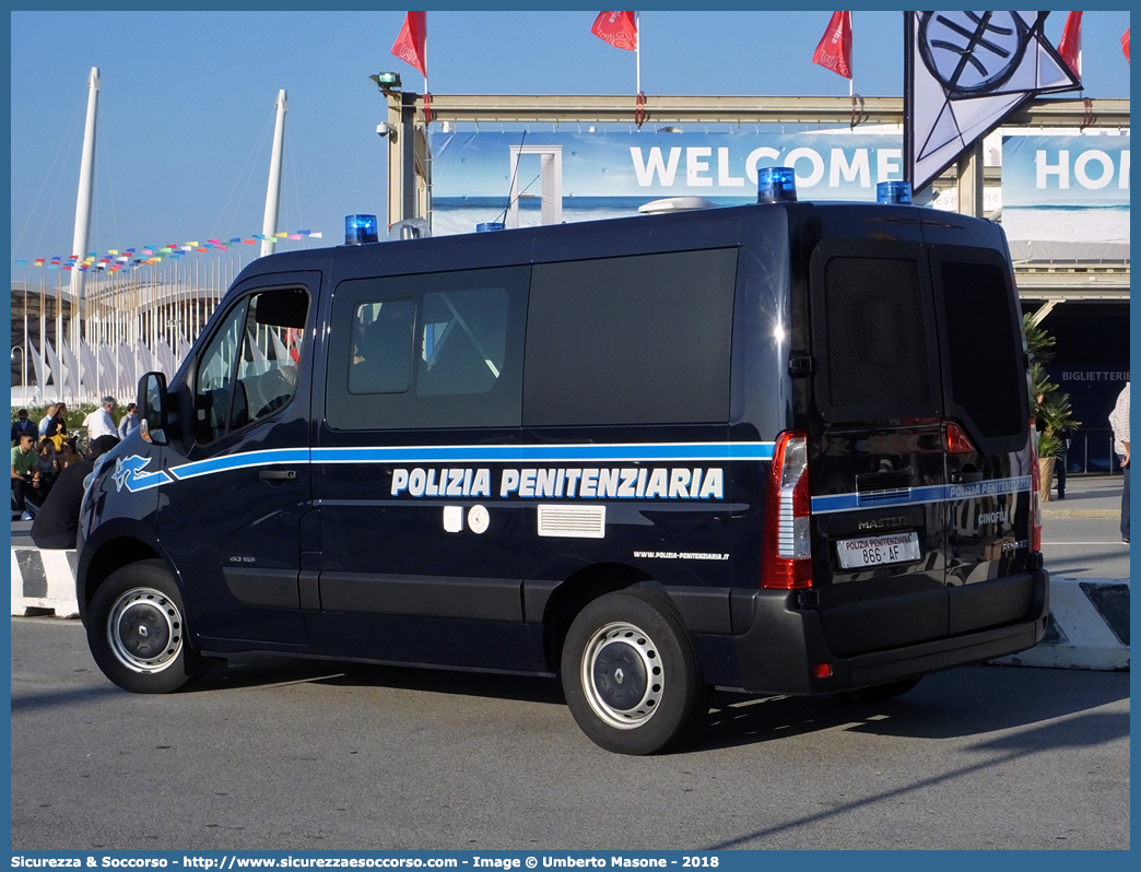 Polizia Penitenziaria 866AF
Polizia Penitenziaria
Servizio Cinofili
Renault Master IV serie
Allestitore Focaccia Group S.r.l. 
Parole chiave: PP;P.P.;Pol.Pen.;PolPen;AdiC;A.diC.;Agenti;di;Custodia;Polizia;Penitenziaria;Nucleo;Traduzioni;Piantonamenti;Renault;Master;Focaccia;Servizio;Cinofili