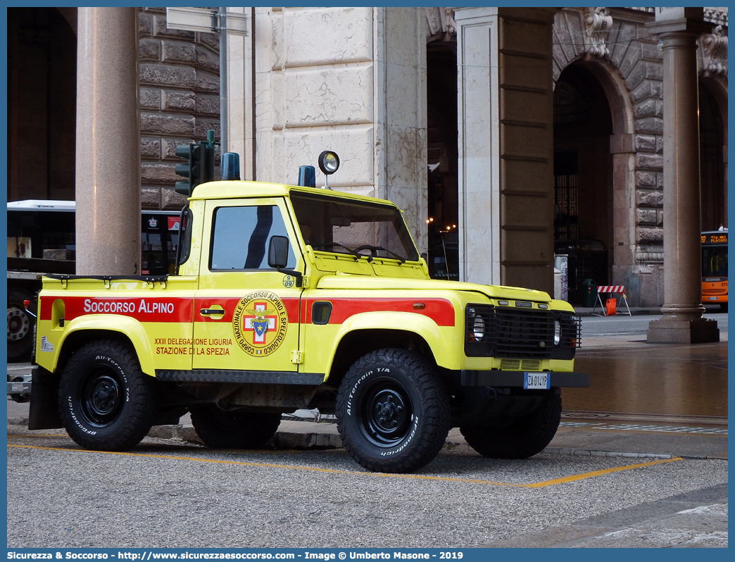 9-09
Corpo Nazionale
Soccorso Alpino e Speleologico
Delegazione Alpina
XXIII Liguria di Ponente
Stazione di La Spezia
Land Rover Defender 90
Parole chiave: CNSAS;C.N.S.A.S.;Corpo;Nazionale;Soccorso;Alpino;Speleologico;Liguria;SASL;S.A.S.L.;La Spezia;Land Rover;Defender;90