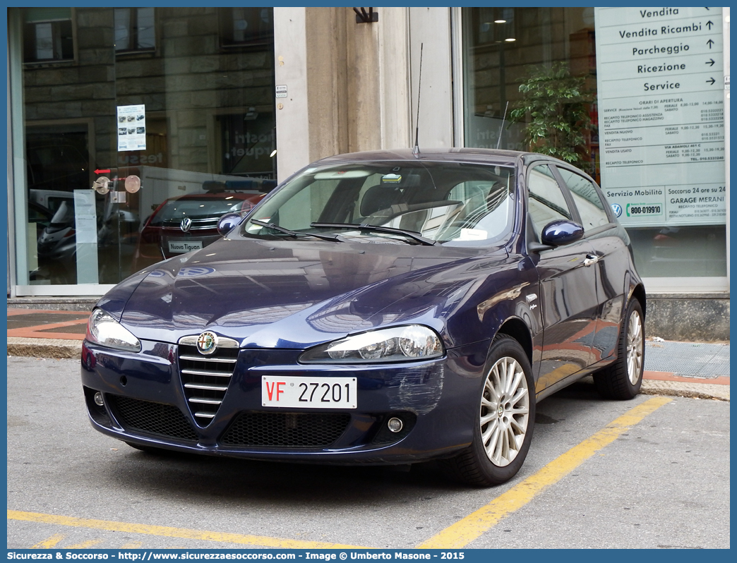 VF 27201
Corpo Nazionale Vigili del Fuoco
Alfa Romeo 147 II serie
Parole chiave: VVF;V.V.F.;Corpo;Nazionale;Vigili;del;Fuoco;Alfa;Romeo;147