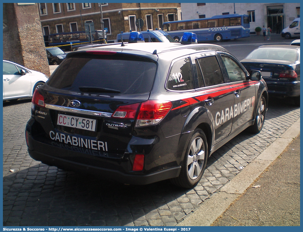 CC CY581
Arma dei Carabinieri
Aliquota di Primo Intervento
Subaru Outback IV serie
Parole chiave: CC;C.C.;Arma;dei;Carabinieri;Nucleo;Radiomobile;Subaru;Outback;API;A.P.I.;Aliquota;Primo;Intervento