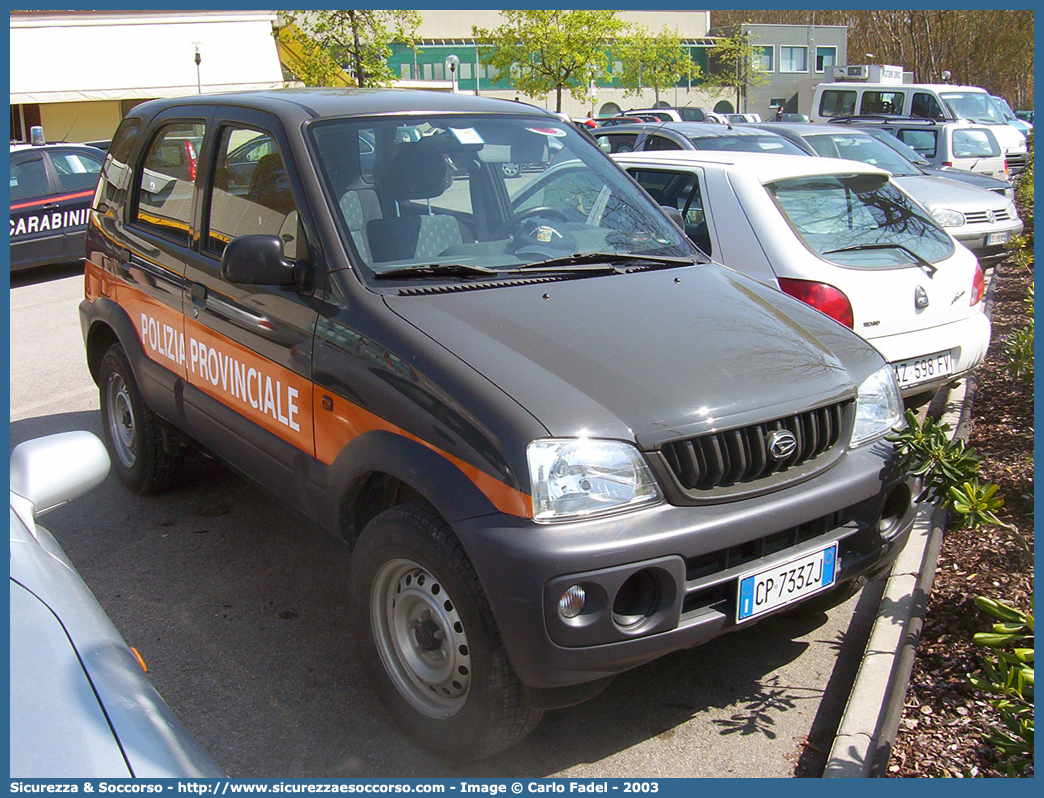 -
Polizia Provinciale
Provincia di Treviso
Daihatsu Terios II serie
Parole chiave: PL;P.L.;Polizia;Provinciale;Treviso;Daihatsu;Terios