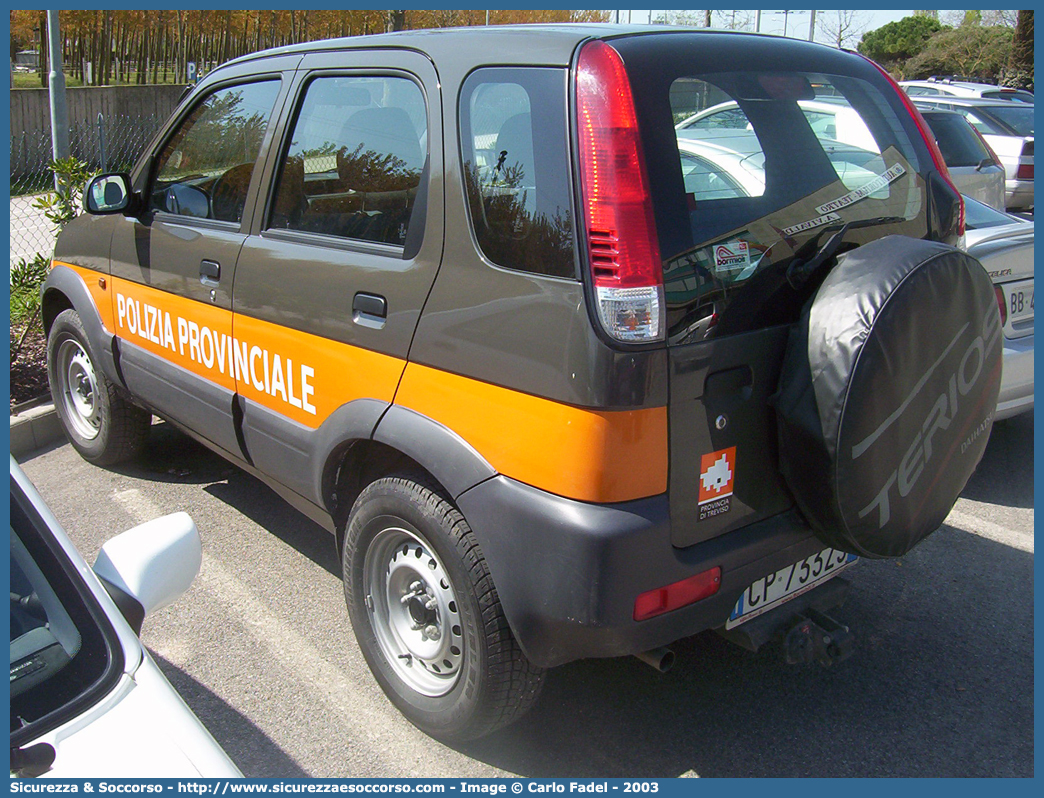 -
Polizia Provinciale
Provincia di Treviso
Daihatsu Terios II serie
Parole chiave: PL;P.L.;Polizia;Provinciale;Treviso;Daihatsu;Terios