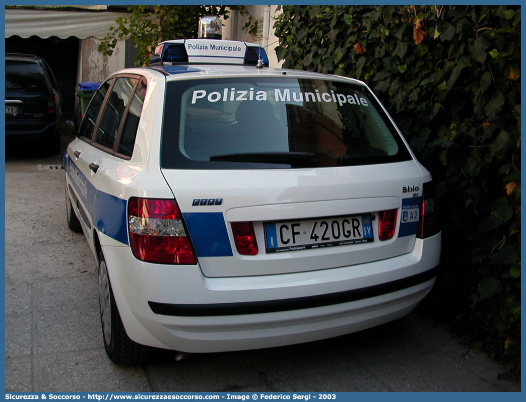 -
Polizia Municipale
Comune di Borghetto Santo Spirito
Fiat Stilo I serie
Parole chiave: PL;P.L.;PM;P.M.;Polizia;Locale;Municipale;Borghetto;Santo;Spirito;Fiat;Stilo