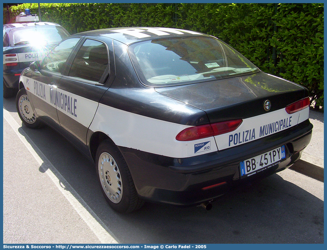 -
Polizia Municipale
Comune di Rovigo
Alfa Romeo 156 I serie
Parole chiave: PL;P.L.;PM;P.M.;Polizia;Locale;Municipale;Rovigo;Alfa;Romeo;156