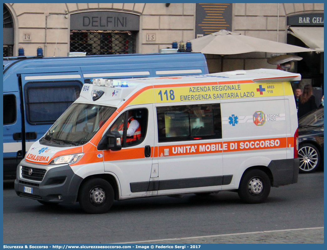 604
118 A.R.E.S.
Fiat Ducato III serie restyling
Allestitore Orion S.r.l.
Parole chiave: 118;A.R.E.S.;ARES;Azienda;Regionale;Emergenza;Sanitaria;Lazio;Soccorso;Roma;Ambulanza;Fiat;Ducato;X290;Orion