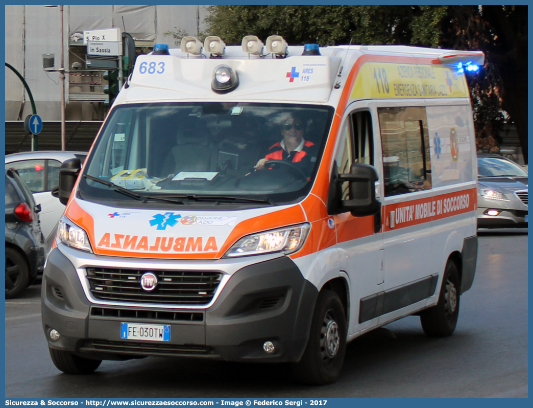 683
118 A.R.E.S.
Fiat Ducato III serie restyling
Allestitore Orion S.r.l.
Parole chiave: 118;A.R.E.S.;ARES;Azienda;Regionale;Emergenza;Sanitaria;Lazio;Soccorso;Roma;Ambulanza;Fiat;Ducato;X290;Orion