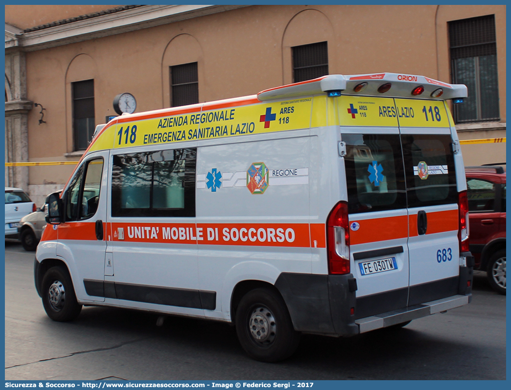 683
118 A.R.E.S.
Fiat Ducato III serie restyling
Allestitore Orion S.r.l.
Parole chiave: 118;A.R.E.S.;ARES;Azienda;Regionale;Emergenza;Sanitaria;Lazio;Soccorso;Roma;Ambulanza;Fiat;Ducato;X290;Orion