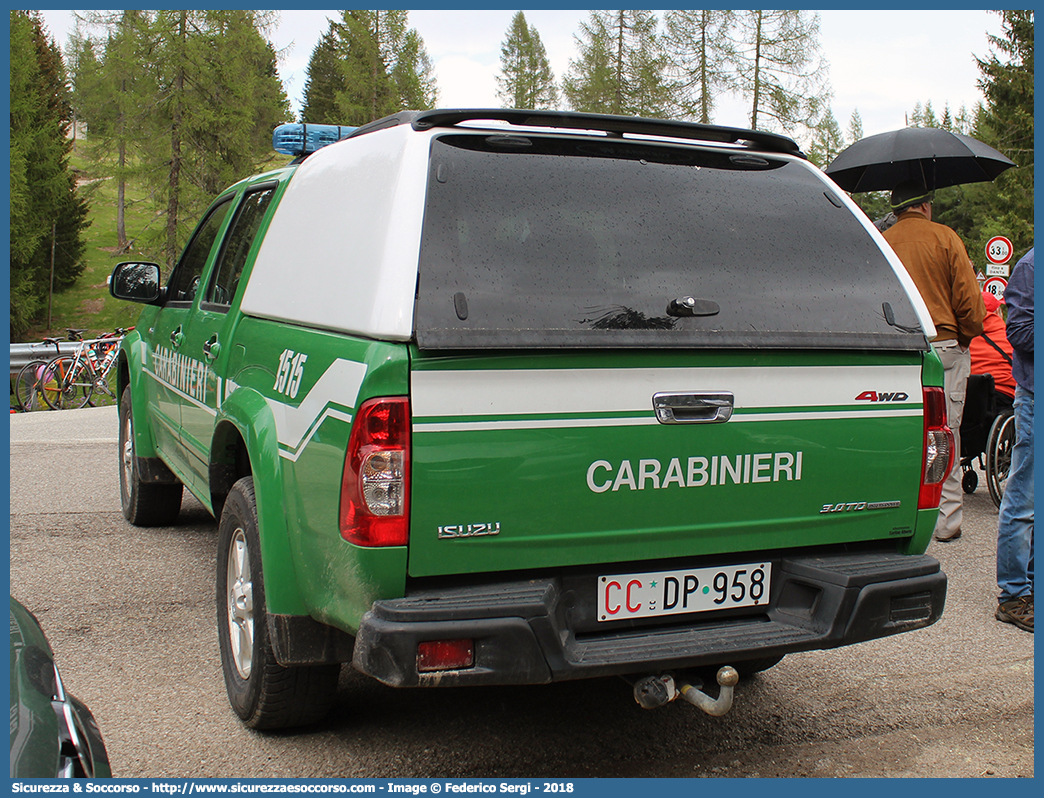 CC DP958
Arma dei Carabinieri
Comando Unità per la Tutela Forestale, 
Ambientale e Agroalimentare
Isuzu D-Max I serie II restyling
Parole chiave: CC;C.C.;Arma;dei;Carabinieri;Comando;Unità;per;la;Tutela;Forestale;Ambientale;Agroalimentare;Isuzu;D-Max;Dmax;D - Max