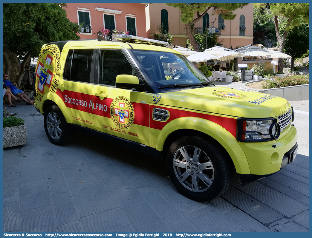 9-02
Corpo Nazionale
Soccorso Alpino e Speleologico
Delegazione Alpina
XXIII Liguria di Ponente
Stazione di La Spezia
Land Rover Discovery 4
Parole chiave: CNSAS;C.N.S.A.S.;Corpo;Nazionale;Soccorso;Alpino;Speleologico;Liguria;SASL;S.A.S.L.;La Spezia;Land;Rover;Discovery