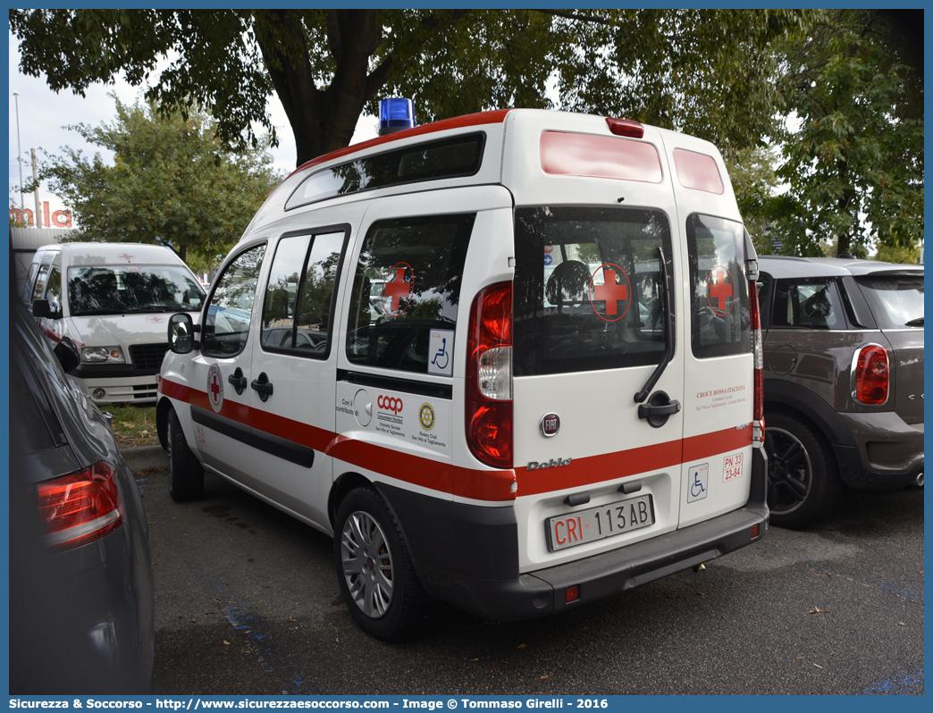 CRI 113AB
Croce Rossa Italiana
San Vito al Tagliamento - Azzano Decimo (PN)
Fiat Doblò I serie restyling
Parole chiave: CRI;C.R.I.;Croce;Rossa;Italiana;Fiat;Doblò;San;Vito;al;Tagliamento;Azzano;Decimo