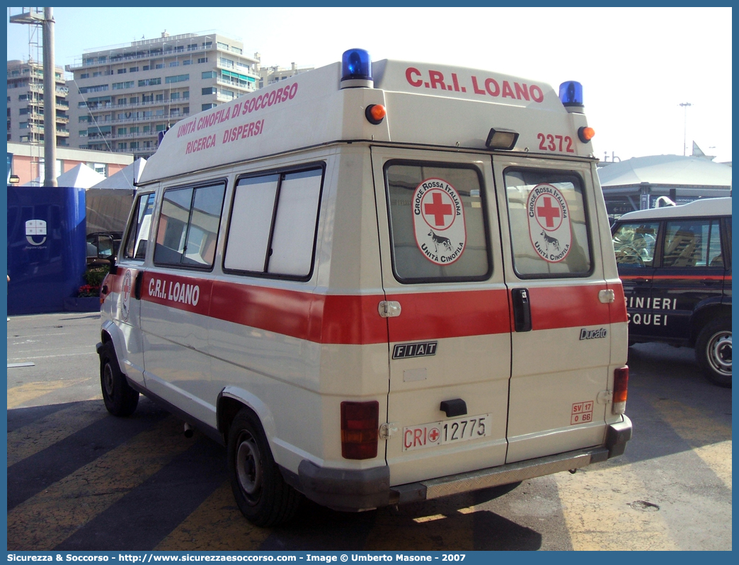 CRI 12775
Croce Rossa Italiana
Loano (SV)
Fiat Ducato I serie
Unità Cinofila di Soccorso
Ricerca Dispersi
Parole chiave: CRI;C.R.I.;Croce Rossa Italiana;Cinofili;Unità;Cinofila;Cinofile;Soccorsi;Speciali;Fiat;Ducato