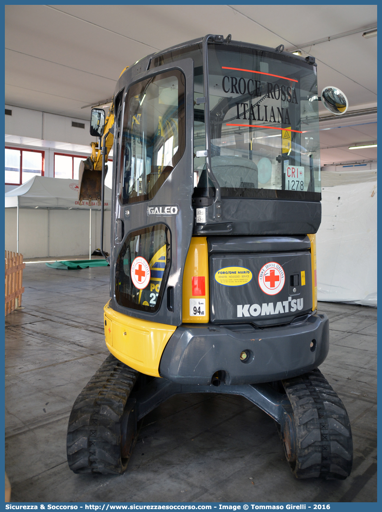 CRI 1278
Croce Rossa Italiana
Servizio Emergenze
Komatsu Galeo PC 27 MR
Parole chiave: CRI;C.R.I.;Croce;Rossa;Italiana;Servizio;Emergenze;Komatsu;Galeo;PC;27;MR