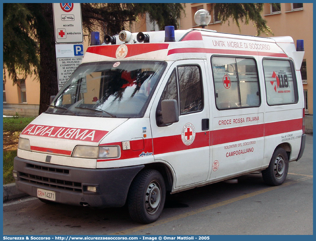 CRI 14271
Croce Rossa Italiana
Campogalliano (MO)
Fiat Ducato II serie
Allestitore Aricar S.p.A.
Parole chiave: Croce;Rossa;Italiana;CRI;C.R.I.;Ambulanza;Fiat;Ducato;Campogalliano;Aricar