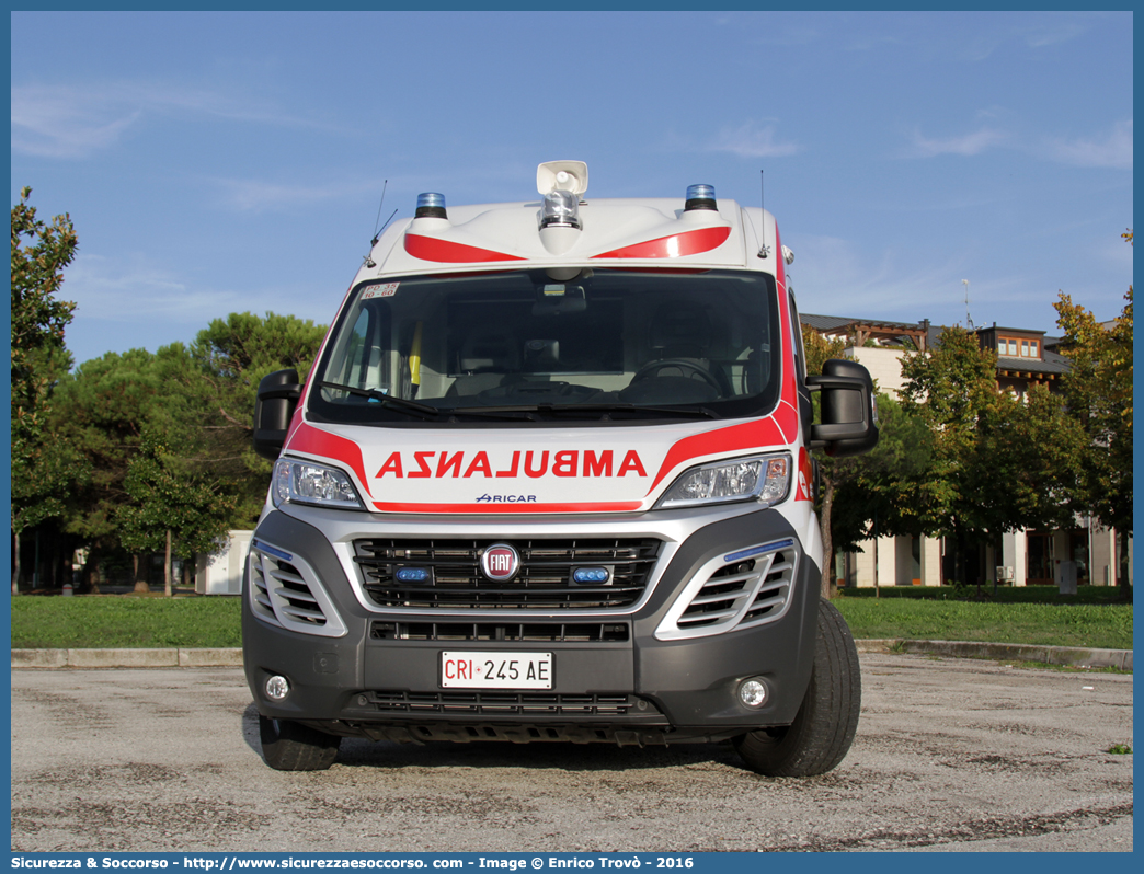 CRI 245AE
Croce Rossa Italiana
Terme Euganee (PD)
Fiat Ducato III serie restyling
Allestitore Aricar S.p.A.
Parole chiave: Croce;Rossa;Italiana;CRI;C.R.I.;Ambulanza;Fiat;Ducato;X290;Terme;Euganee;Aricar