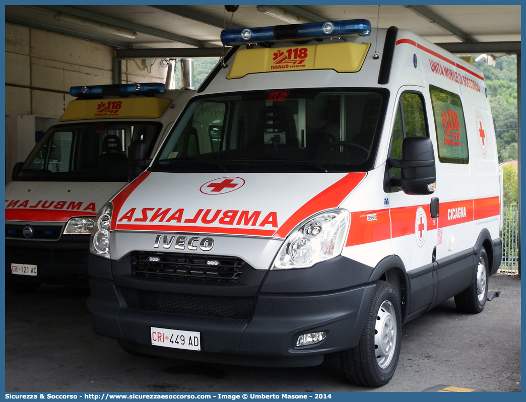 CRI 449AD
Croce Rossa Italiana
Cicagna (GE)
Iveco Daily 35S15 IV serie
Allestitore AVS S.a.s.
Parole chiave: CRI;C.R.I.;Croce;Rossa;Italiana;Iveco;Daily;35S15;Cicagna;AVS