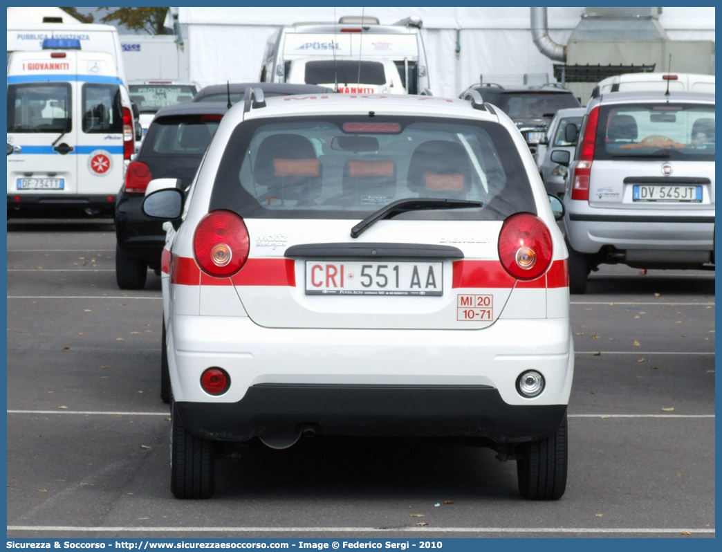 CRI 551AA
Croce Rossa Italiana
Bresso (MI)
Chevrolet Matiz II serie
Parole chiave: CRI;C.R.I.;Croce;Rossa;Italiana;Chevrolet;Matiz;Bresso