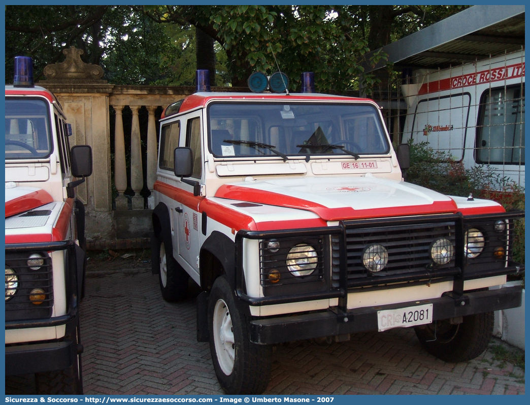 CRI A2081
Croce Rossa Italiana
Arenzano (GE)
Land Rover Defender 90
Parole chiave: CRI;C.R.I.;Croce;Rossa;Italiana;Land;Rover;Defender;90;Arenzano