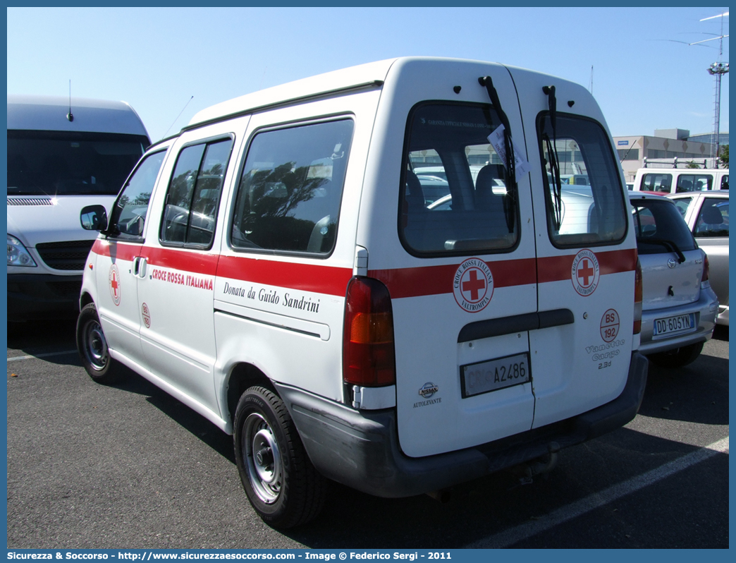 CRI A2486
Croce Rossa Italiana
Valtrompia (BS)
Nissan Vanette Cargo I serie
Parole chiave: CRI;C.R.I.;Croce;Rossa;Italia;Valtrompia;Nissan;Vanette