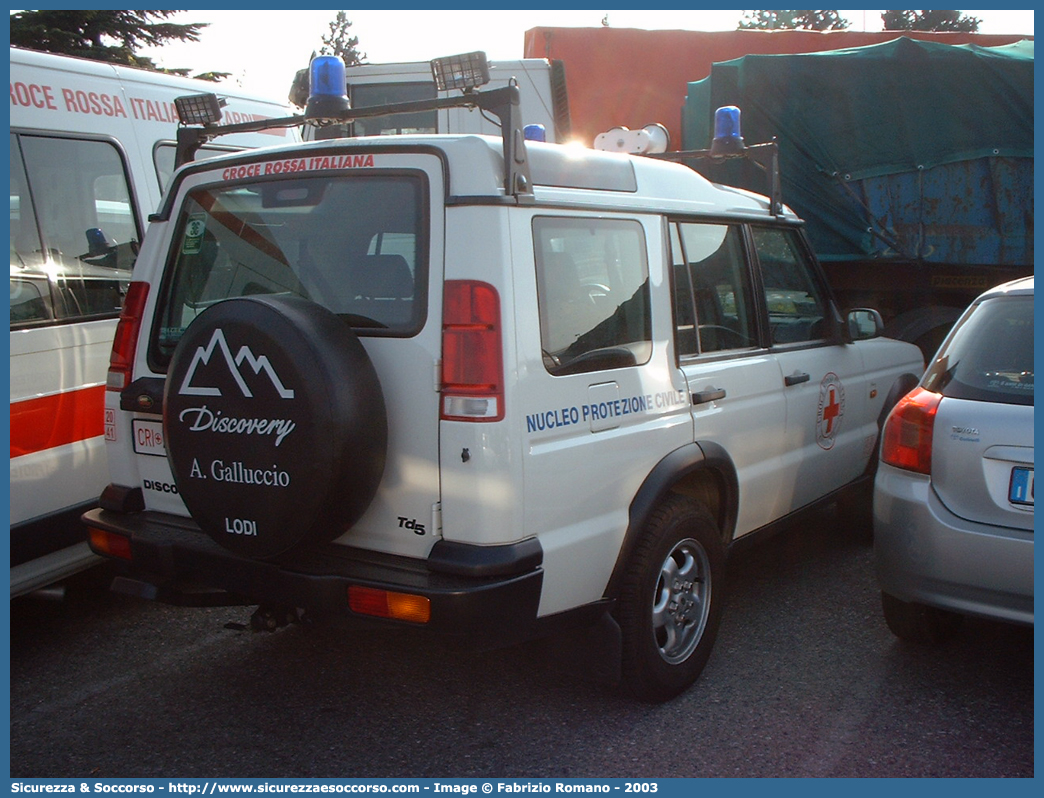 CRI A3078
Croce Rossa Italiana
Codogno (LO)
Land Rover Discovery II serie
Parole chiave: CRI;C.R.I.;Croce;Rossa;Italiana;Codogno;Land;Rover;Discovery