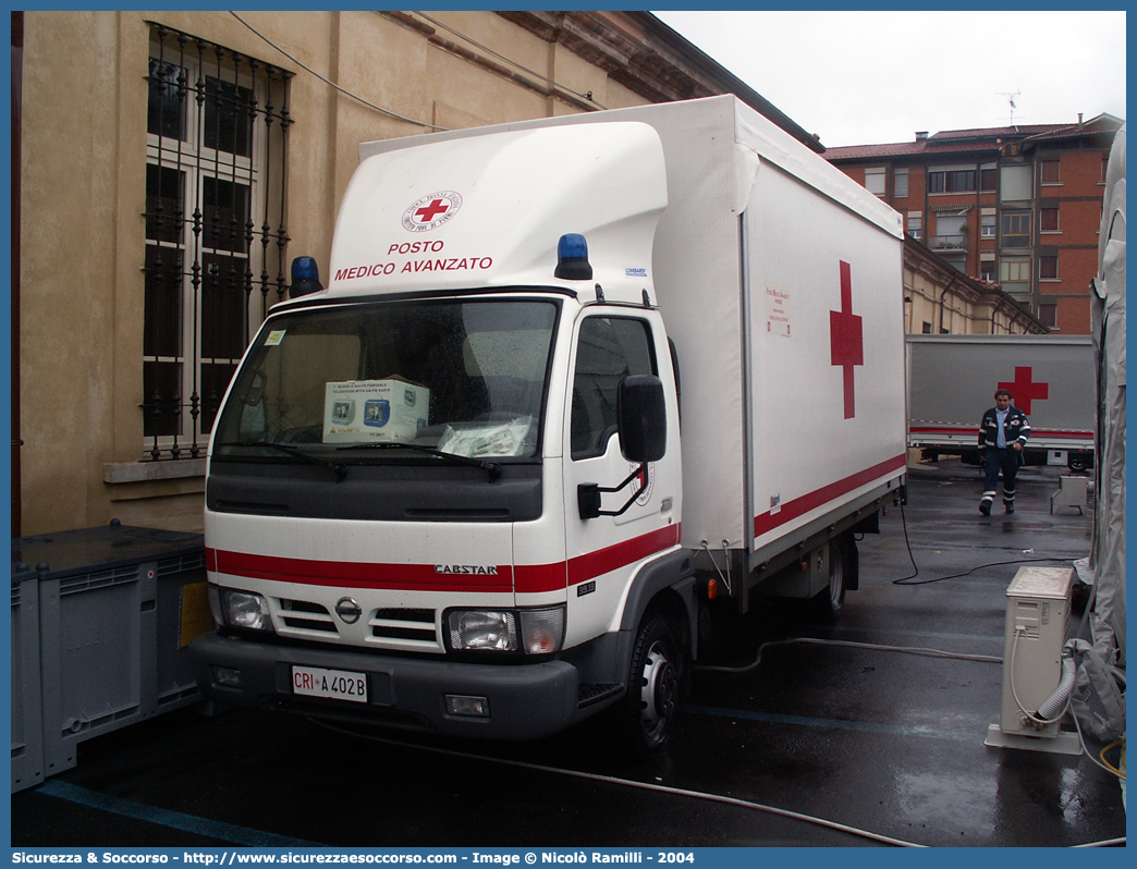 CRI A402B
Croce Rossa Italiana
Parma
Nissan Cabstar I serie
Posto Medico Avanzato
Parole chiave: CRI;C.R.I.;Croce;Rossa;Italiana;Parma;Nissan;Cabstar;Posto;Medico;Avanzato;PMA;P.M.A.