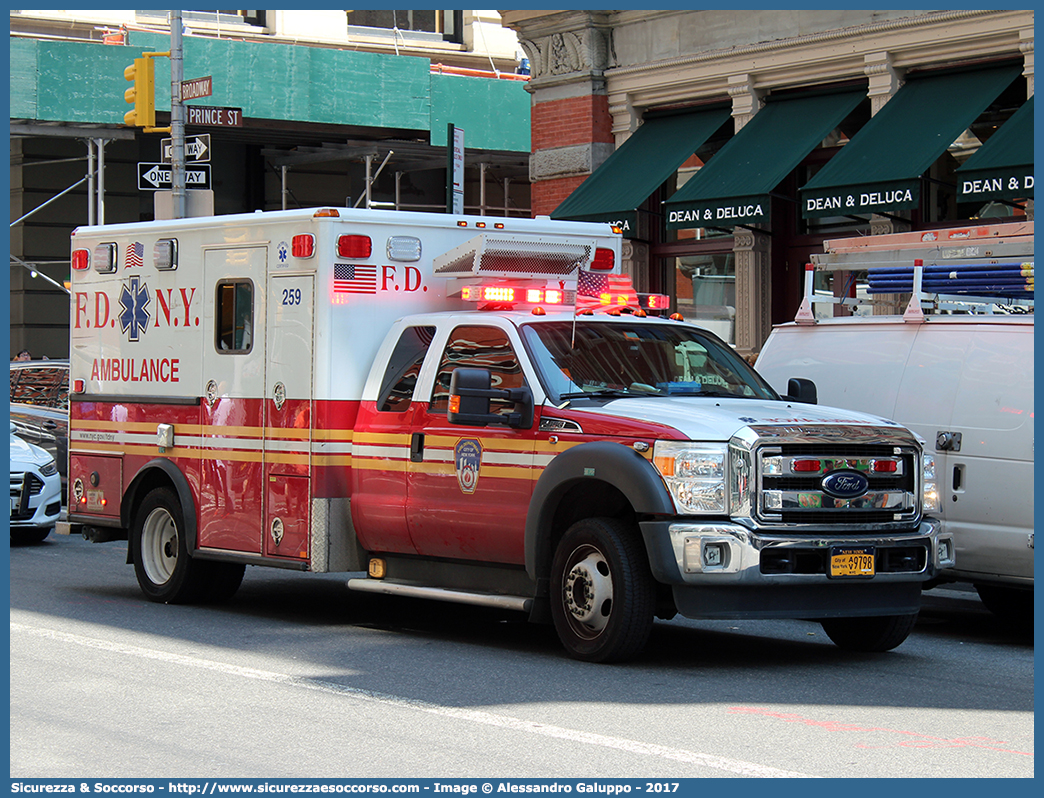 259 - FA15088
United States of America
New York Fire Department
Ford F450
Conversion by Wheeled Coach
Parole chiave: United;States;of;America;USA;U.S.A.;NYFD;N.Y.F.D.;New;York;Fire;Department;EMS;E.M.S.;Emergency;Medical;Service;Ford;F450;Ambulance;Wheeled;Coach