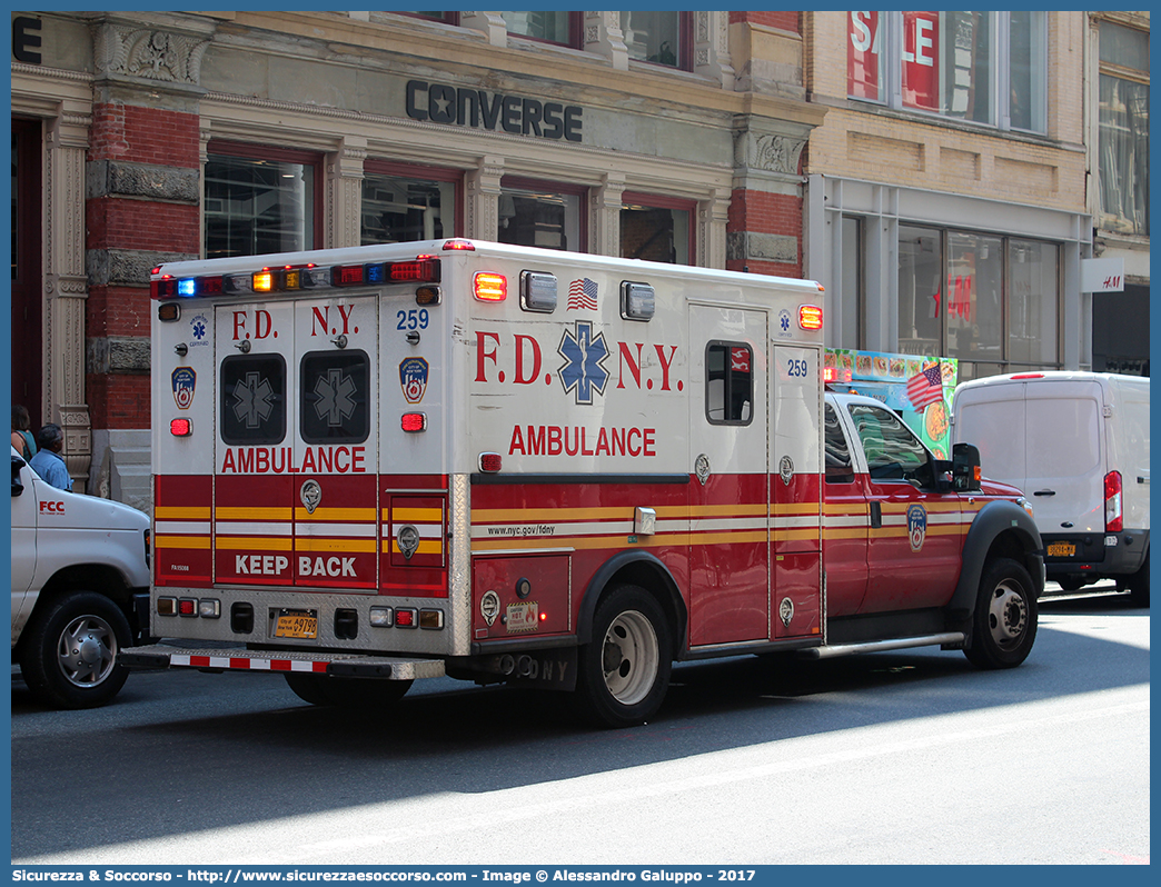 259 - FA15088
United States of America
New York Fire Department
Ford F450
Conversion by Wheeled Coach
Parole chiave: United;States;of;America;USA;U.S.A.;NYFD;N.Y.F.D.;New;York;Fire;Department;EMS;E.M.S.;Emergency;Medical;Service;Ford;F450;Ambulance;Wheeled;Coach