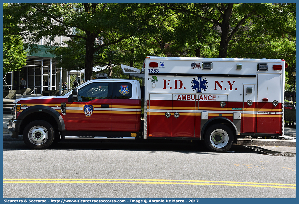 1253 - FA17055
United States of America
New York Fire Department
Ford F550
Conversion by Wheeled Coach
Parole chiave: United;States;of;America;USA;U.S.A.;NYFD;N.Y.F.D.;New;York;Fire;Department;EMS;E.M.S.;Emergency;Medical;Service;Ford;F550;Ambulance;Wheeled;Coach