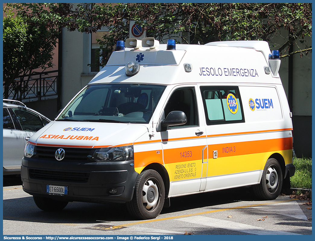 INDIA 3
SUEM 118 Jesolo Emergenza
Azienda ULSS 4 - Veneto Orientale
Jesolo
Volkswagen Transporter T5
Allestitore Alea Italia S.r.l.
Parole chiave: 118;SUEM;Jesolo;Emergenza;Ambulanza;Autoambulanza;Volkswagen;Transporter;T5;Alea