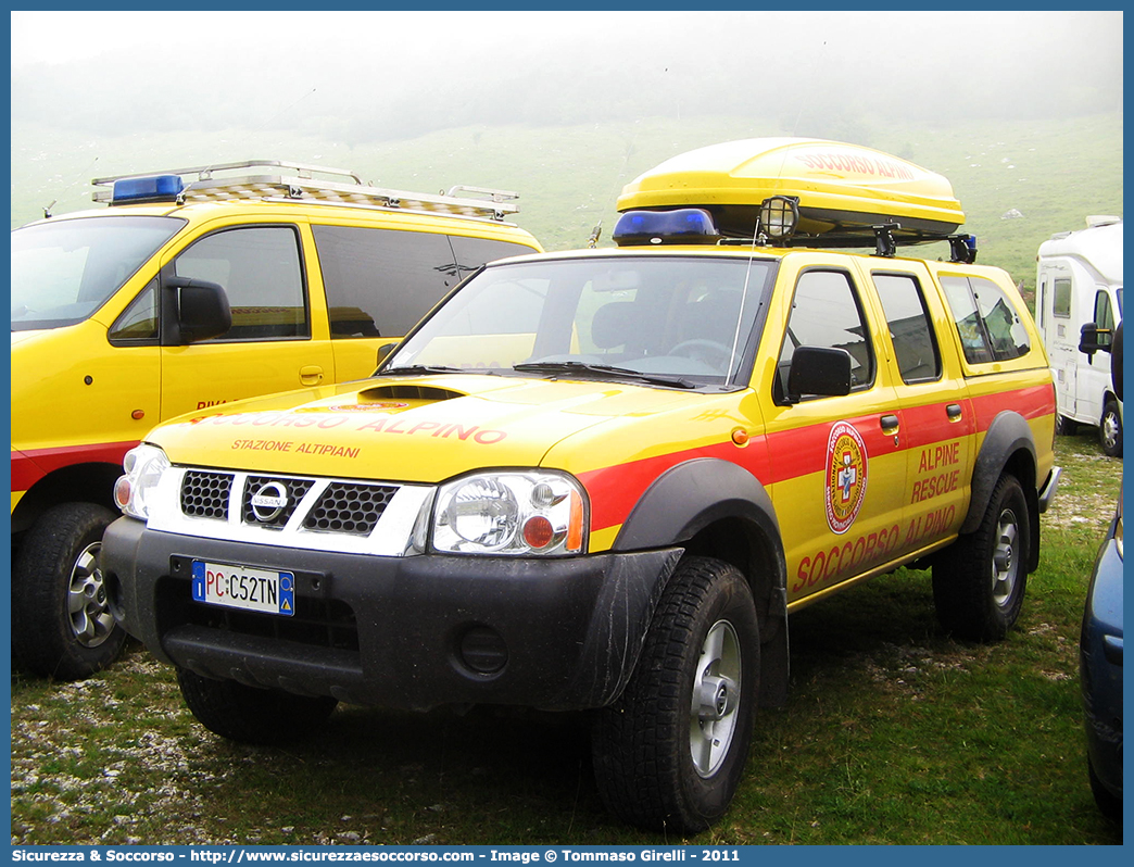 PC C52TN
Corpo Nazionale
Soccorso Alpino e Speleologico
Delegazione Alpina IV Trentino
Stazione Altipiani
Nissan Navara I serie restyling
Parole chiave: CNSAS;C.N.S.A.S.;Corpo;Nazionale;Soccorso;Alpino;Speleologico;Trentino;SAT;S.A.T.;Nissan;Navara