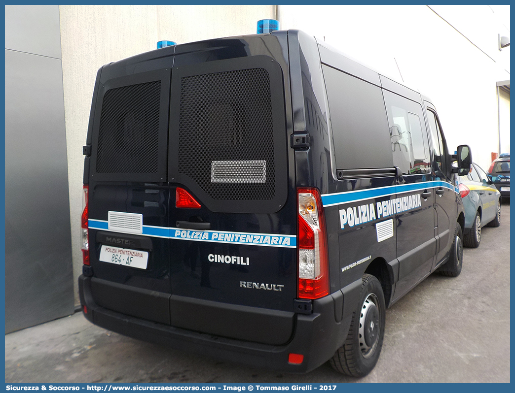 Polizia Penitenziaria 864AF
Polizia Penitenziaria
Servizio Cinofili
Renault Master IV serie
Allestitore Focaccia Group S.r.l. 
Parole chiave: PP;P.P.;Pol.Pen.;PolPen;AdiC;A.diC.;Agenti;di;Custodia;Polizia;Penitenziaria;Nucleo;Traduzioni;Piantonamenti;Renault;Master;Focaccia;Servizio;Cinofili