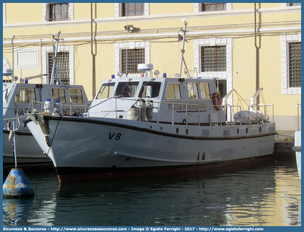 V8
Polizia Penitenziaria
Servizio Navale
Motovedetta Classe V
Parole chiave: PolPen;AdiC;Agenti;Custodia;Polizia;Penitenziaria;Servizio;Navale;Motovedetta;Classe;V