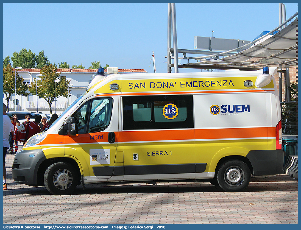 SIERRA 1
SUEM 118 San Donà Emergenza
Azienda ULSS 4 - Veneto Orientale
San Donà di Piave
Fiat Ducato III serie
Allestitore DAL BO Mobility S.r.l.
Parole chiave: 118;SUEM;San Donà di Piave;Emergenza;Ambulanza;Autoambulanza;Fiat;Ducato;X250;DAL;BO