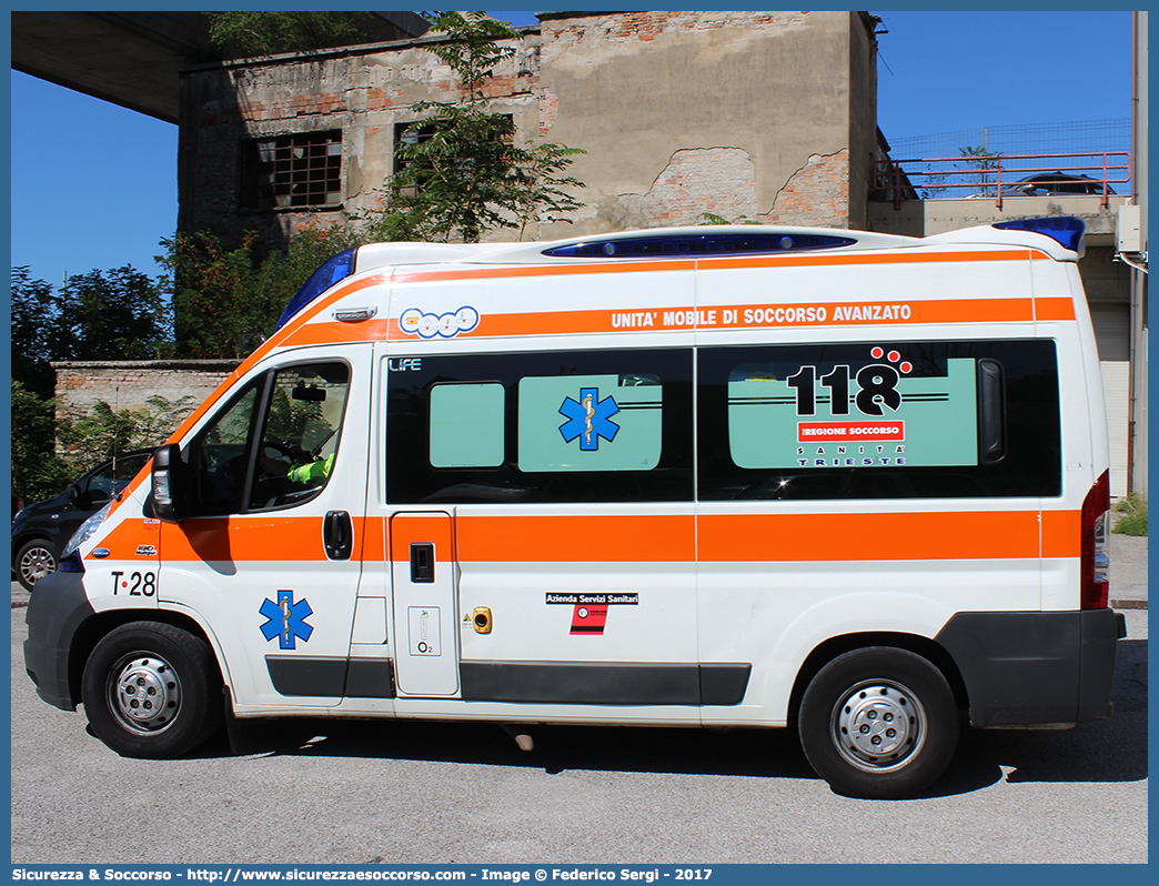 T28
118 Trieste
Fiat Ducato III serie
Allestitore Aricar S.p.A.
Parole chiave: 118;Trieste;Ambulanza;Autoambulanza;Fiat;Ducato;Aricar