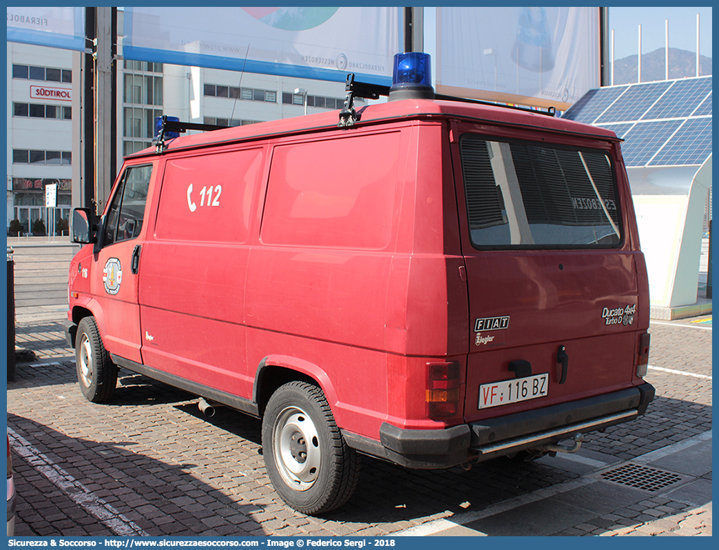 VF 116BZ
Corpo Permanente dei Vigili del Fuoco Bolzano
Berufsfeuerwehr Bozen
Fiat Ducato I serie restyling
Parole chiave: VF;VFV;V.F.;V.F.V.;Vigili;Fuoco;Corpo;Permanente;Berufsfeuerwehr;Bolzano;Bozen;Fiat;Ducato