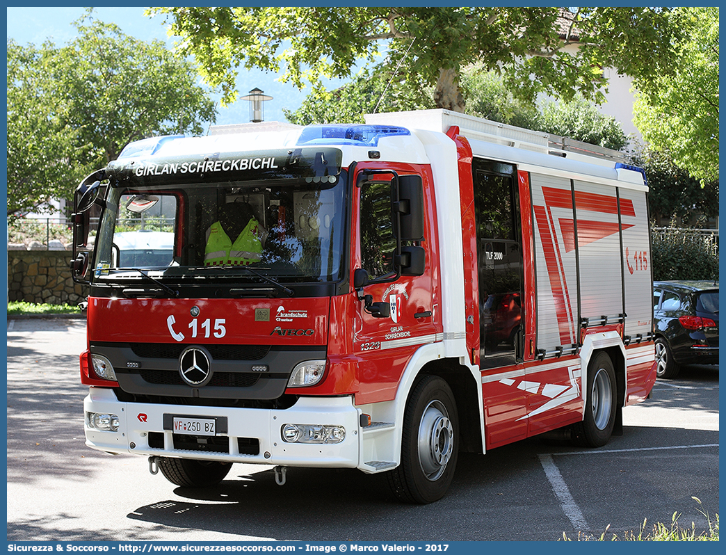 VF 25D BZ
Vigili del Fuoco Volontari Cornaiano-Colterenzio
Freiwillige Feuerwehr Girlan-Schreckbichl
Mercedes Benz Atego 1329 II serie
Allestitore Brandschutz S.r.l.
Parole chiave: VFV;V.F.V.;Vigili;Fuoco;Volontari;Freiwillige;Feuerwehr;Cornaiano;Colterenzio;Girlan;Schreckbichl;Mercedes;Benz;Atego;1329;Brandschutz