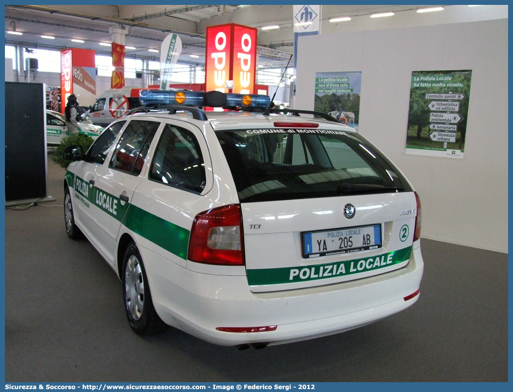 Polizia Locale YA205AB
Polizia Locale
Comune di Montichiari
Skoda Octavia Wagon III serie
Allestitore Focaccia Group S.r.l.
Parole chiave: PL;PM;P.L.;P.M.;Polizia;Locale;Municipale;Montichiari;Skoda;Octavia;Wagon;Focaccia