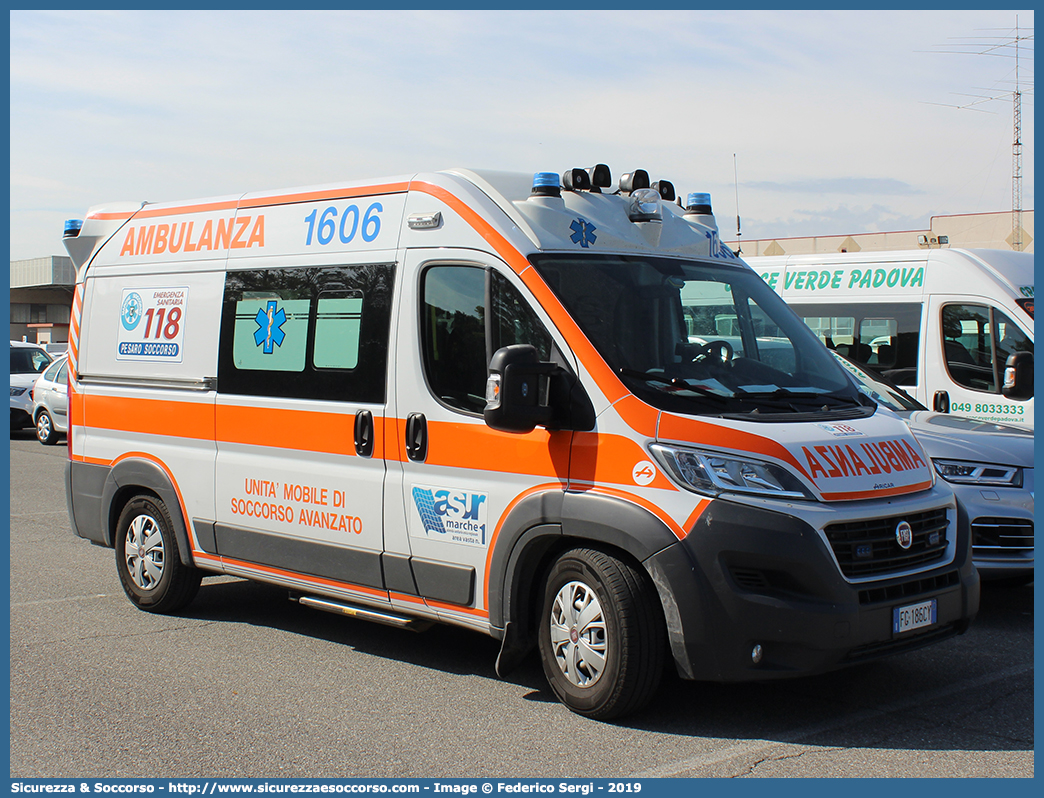 1606
118 Pesaro Soccorso
ASUR Area Vasta 1
Pesaro - Urbino - Fano
Fiat Ducato III serie restyling
Allestitore Aricar S.p.A.
Parole chiave: 118;Pesaro;Soccorso;ASUR;A.S.U.R.;Azienda;Sanitaria;Unica;Regionale;Area;Vasta;1;Pesaro;Urbino;Fano;Ambulanza;Fiat;Ducato;X290;X 290;Aricar