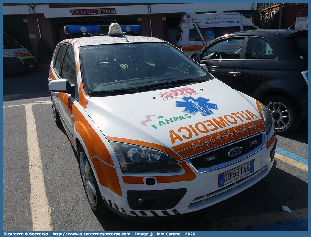 Sierra 2
ANPAS Liguria
Coordinamento delle Pubbliche Assistenze
Ambito 1° Savonese
Ford Focus Style Wagon I serie
Allestitore Mariani Fratelli S.r.l.
Parole chiave: ANPAS;A.N.P.A.S.;Coordinamento;Associazione;Nazionale;Pubbliche;Assistenze;118;Savona;Automedica;Ford;Focus;Style;Wagon;Mariani Fratelli