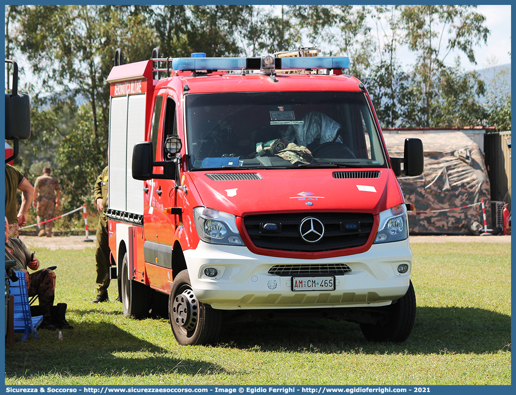 AM CM465
Aeronautica Militare Italiana
Servizio Antincendio
Mercedes Benz Sprinter II serie restyling
Allestitore BAI S.r.l.
Parole chiave: AMI;A.M.I.;Aeronautica;Militare;Italiana;Servizio Antincendio;Mercedes;Benz;Sprinter;BAI