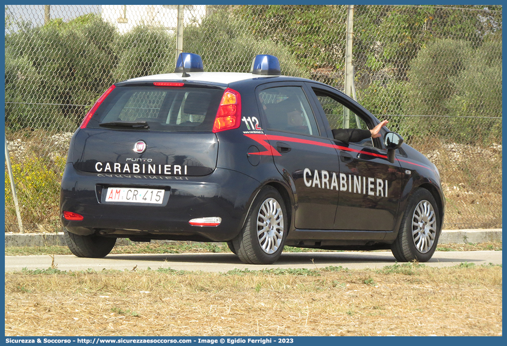 AM CR415
Arma dei Carabinieri
Reparto Carabinieri presso l'Aeronautica Militare
Fiat Punto IV serie
Parole chiave: AM;A.M.;CC;C.C.;Arma;Carabinieri;Aeronautica;Militare;Fiat;Punto