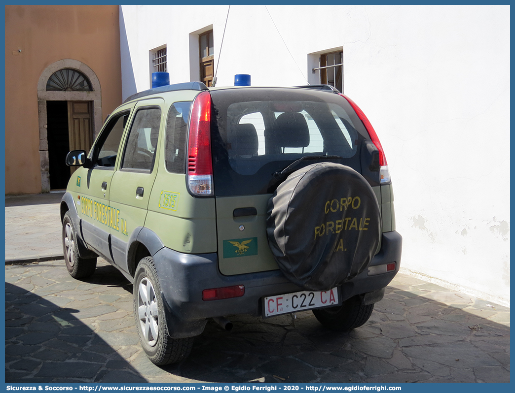 CFva C22 CA
Corpo Forestale
e di Vigilanza Ambientale
Regione Sardegna
Daihatsu Terios I serie
Parole chiave: CFVA;C.F.V.A.;Corpo;Forestale;Vigilanza;Ambientale;Sardegna;Daihatsu;Terios